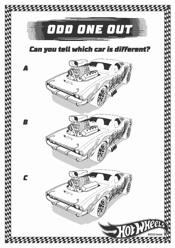 Hot Wheels Activity Sheet 2